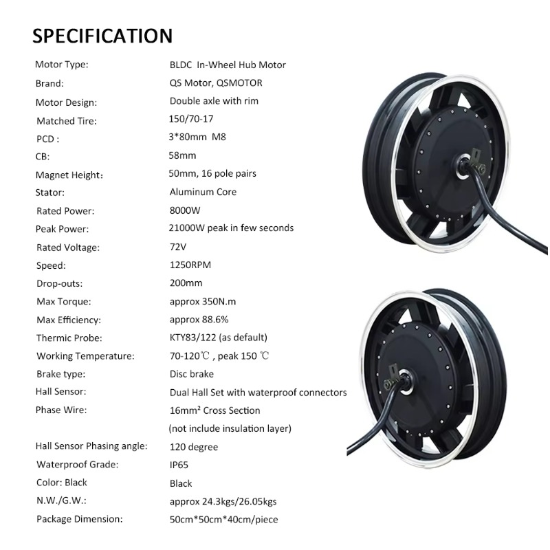 17X3.5inch 8000W V3 72V/96V Ne - 72V 8000W Brushless Hub Motor recension och pris